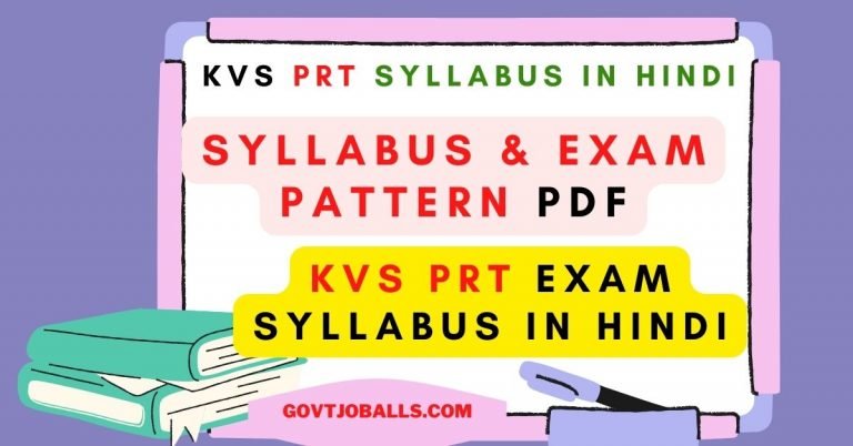 KVS PRT Syllabus in Hindi Pdf